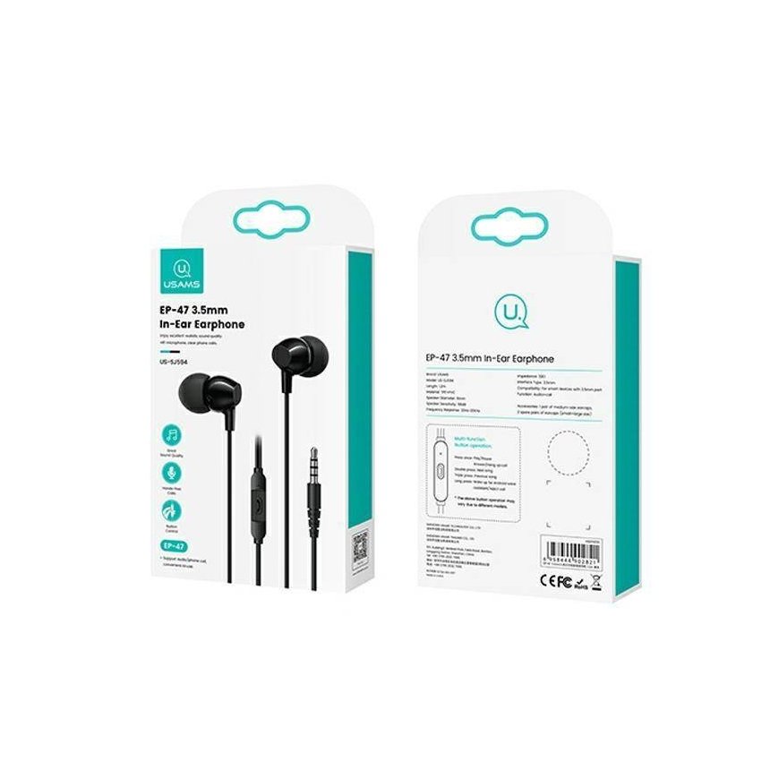 USAMS Słuchawki stereo EP-47 3.5mm czarny|black 1,2m HSEP4701 (U – 2