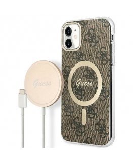 Zestaw Guess GUBPN61H4EACSW Case+Charger iPhone 11 6,1" brązowy|