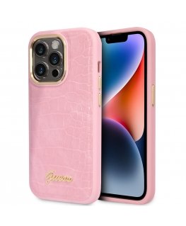 Guess PU Croco with Metal Camera Outline Case for iPhone 14 Pro