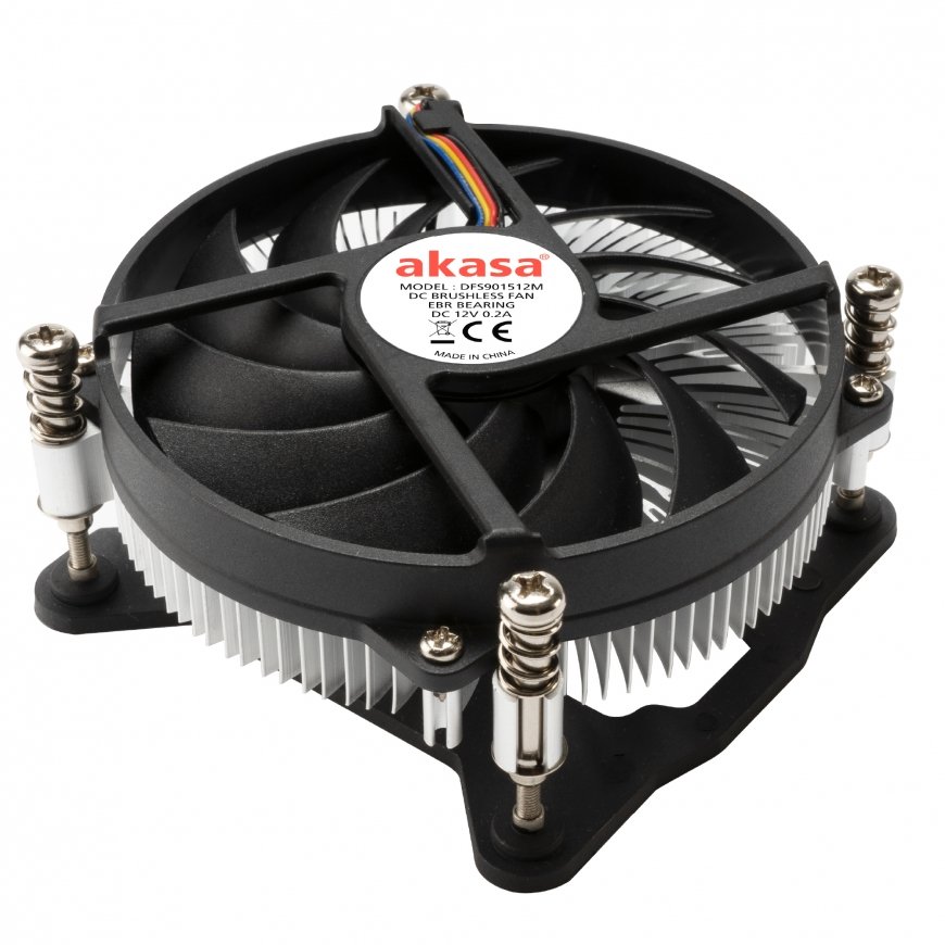 Akasa AK-CC6308EP01 Low Profile CPU-Kuehler - 92mm Чипсет Задняя пластина 9,6 cm Алюминий, Черный