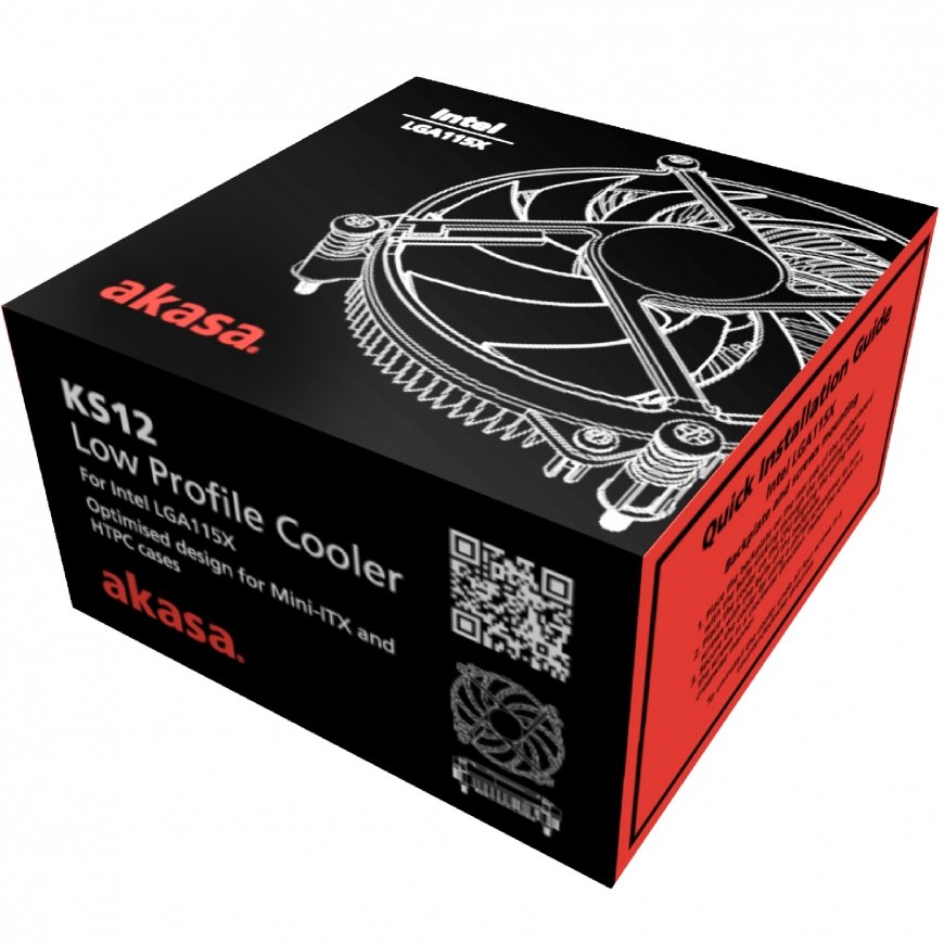 Akasa KS12 Low profile cooler optimised for Mini-ITX and HTPC cases. Supports up to 65W TDP. – 5