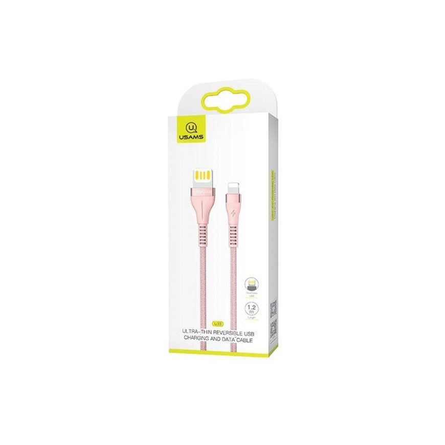 USAMS Kabel pleciony U33 lightning 1,2m 2A Fast Charging różowy| – 2