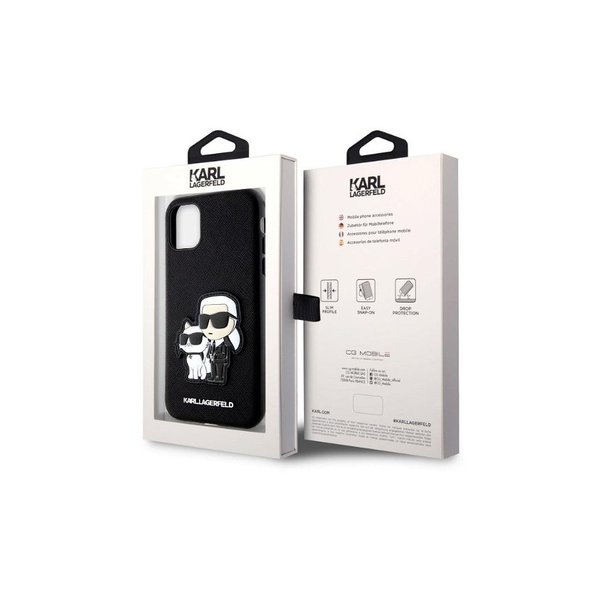 Karl Lagerfeld PU Saffiano Karl and Choupette NFT Case for iPhon