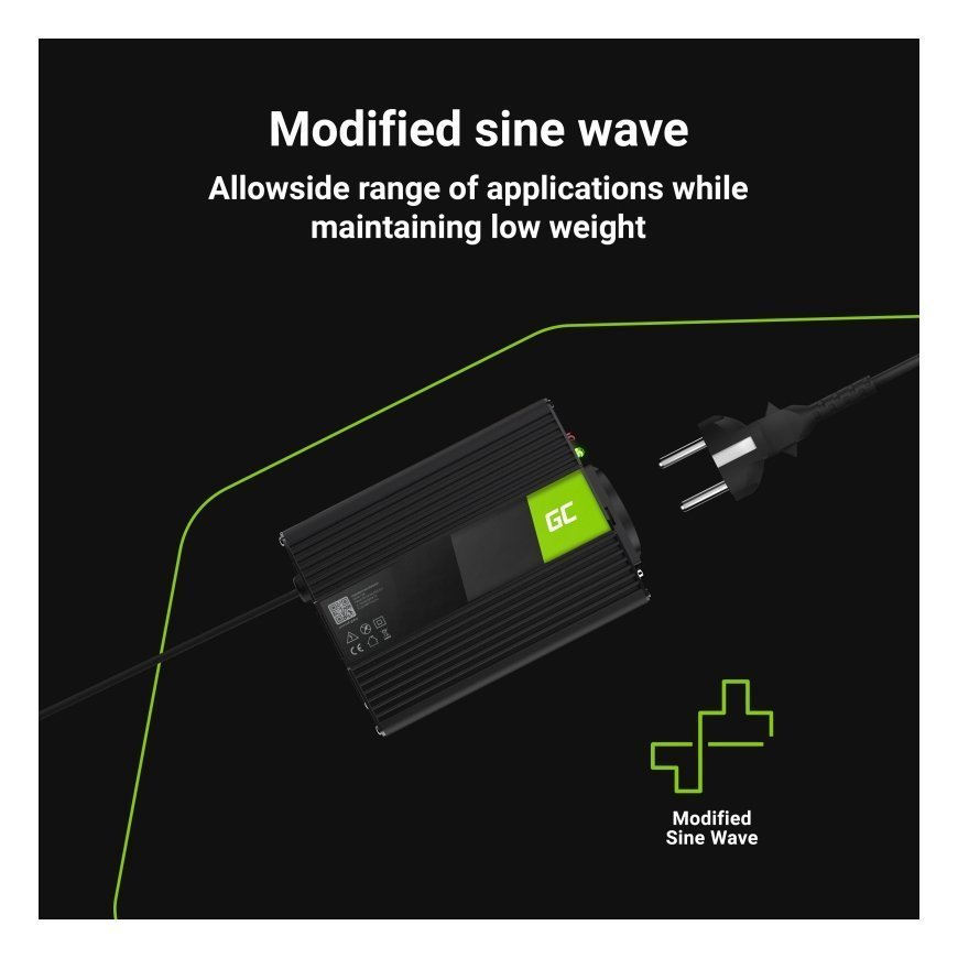 Green Cell INV28 maitinimo adapteris / inverteris Automatinis 300 W Juoda – 2