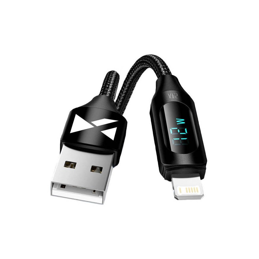 USB-A Cable - Lightning Wozinsky WUALC1 with LED Display 2.4A 1m