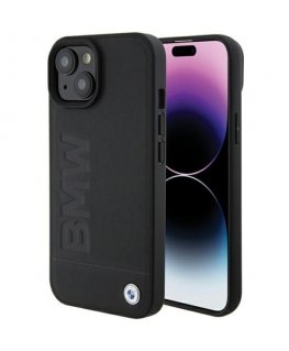 BMW BMHCP15SSLLBK iPhone 15 6.1" czarny|black Leather Hot Stamp