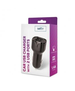 Setty car charger 2x USB 1,4A black