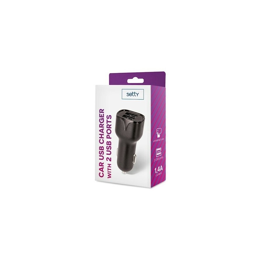 Setty car charger 2x USB 1,4A black – 2