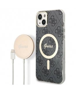 Zestaw Guess GUBPP14SH4EACSK Case+ Charger iPhone 14 6,1" czarny