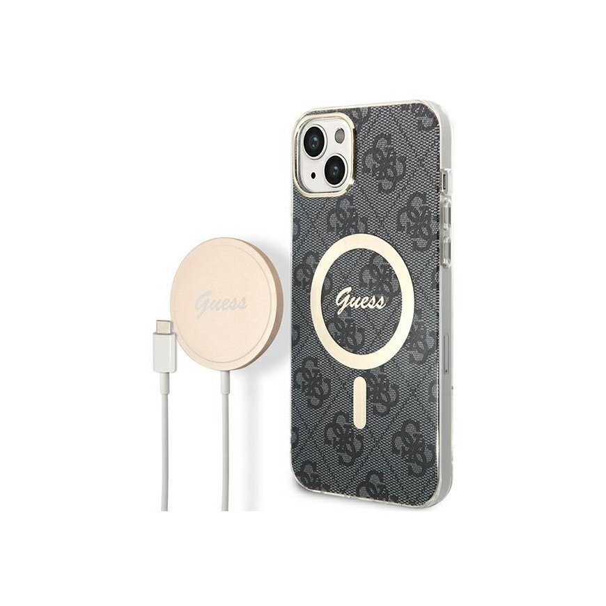 Zestaw Guess GUBPP14SH4EACSK Case+ Charger iPhone 14 6,1" czarny – 2