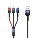 USAMS Kabel pleciony U26 3w1 0.35m 2A Fast Charge (lightning|mic USAMS Kabel pleciony U26 3w1 0.35m 2A Fast Charge (lightning|mic