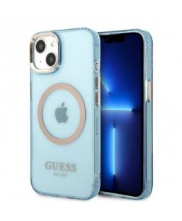 Guess GUHMP13MHTCMB iPhone 13 6,1" niebieski|blue hard case Gold
