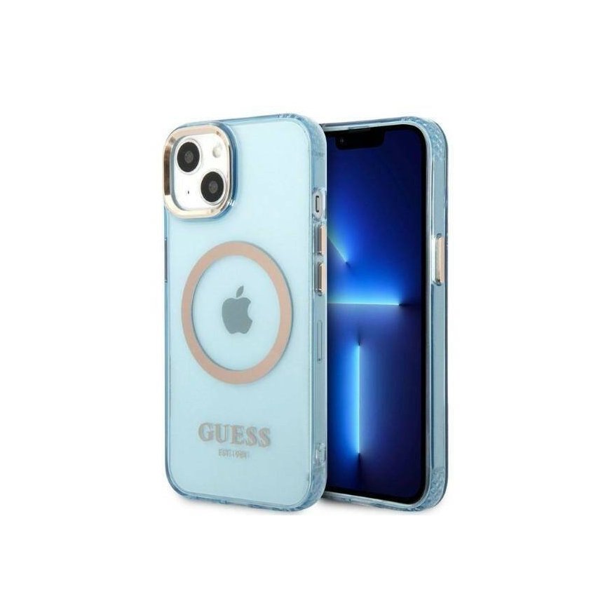 Guess GUHMP13MHTCMB iPhone 13 6,1" niebieski|blue hard case Gold