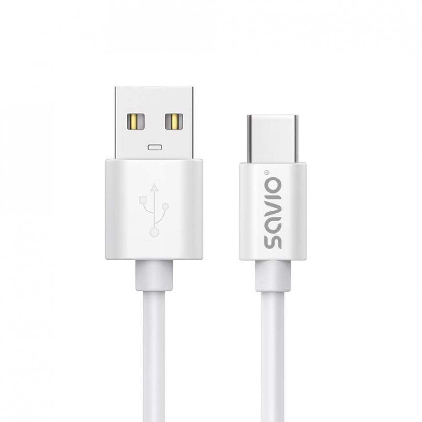 Savio USB cable 2 m USB 2.0 USB A - USB C White CL-168 USB-kaabel 3 m Valge