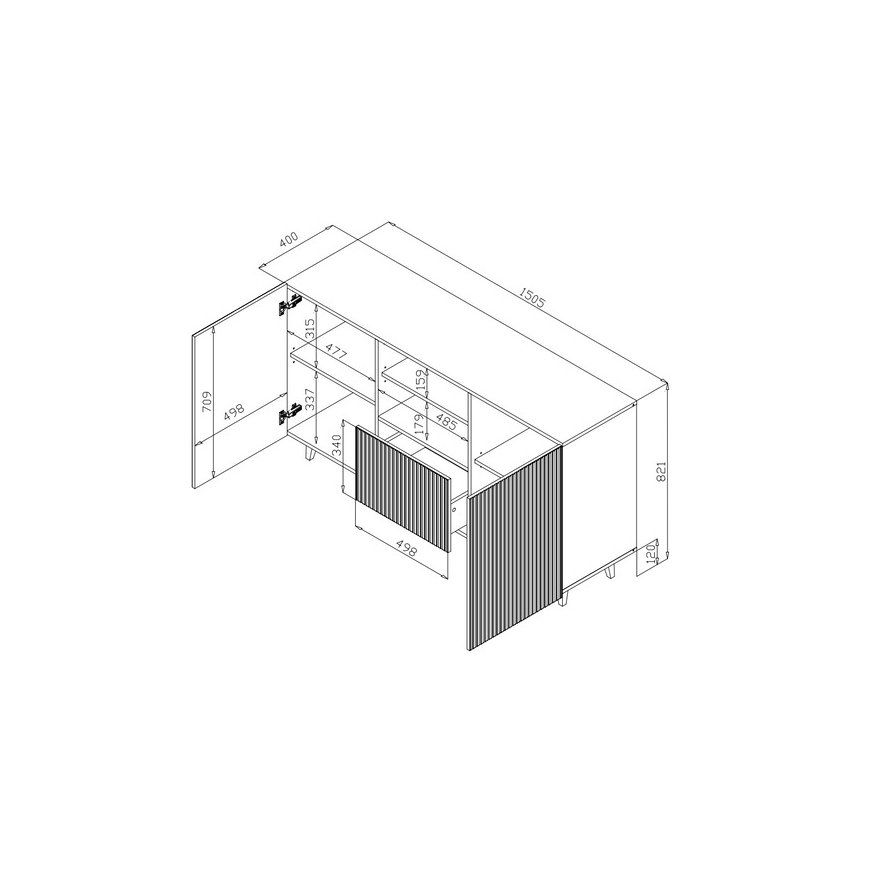 Cama Komoda PAFOS 150x42x82 balta matinė – 4
