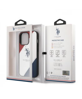 U.S. Polo PU Leather Double Horse Case for iPhone 14 Pro Red|Whi