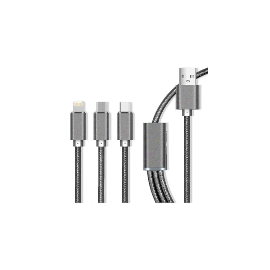MaXlife OEM001651 USB cable USB A USB C/Micro-USB B/Lightning Grey