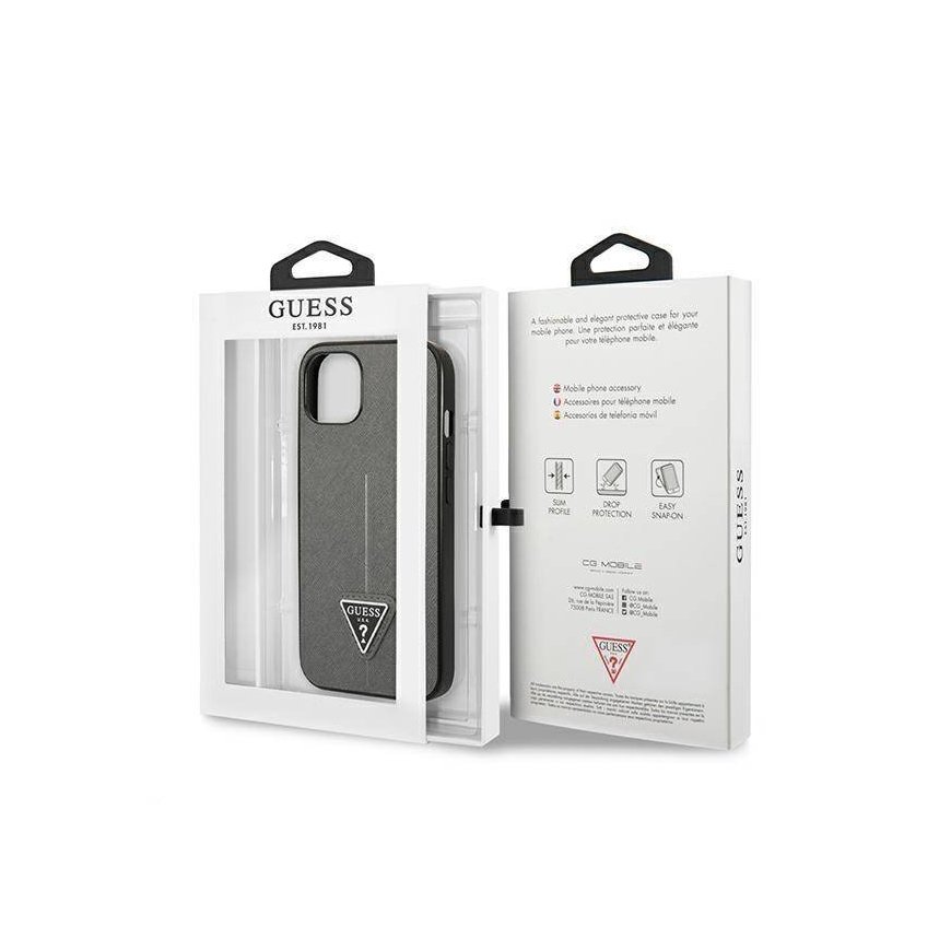 Guess PU Saffiano Triangle Case for iPhone 13 mini Silver – 2
