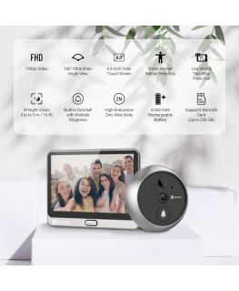 EZVIZ CS-DP2 Wire-free Peephole Doorbell 3MP, IP54, Touch