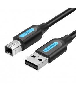 USB 2.0 A male to USB-B male cable with ferrite core Vention COQBL 10m Black PVC