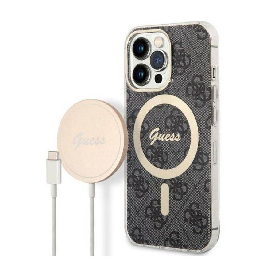 Zestaw Guess GUBPP13LH4EACSK Case+ Charger iPhone 13 Pro czarny| – 2
