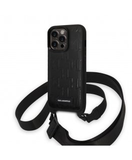 Karl Lagerfeld Monogram Crossbody Case for iPhone 14 Pro Black