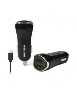 Ład. sam. Beline 2xUSB + USB-C 2,1A czarna|black