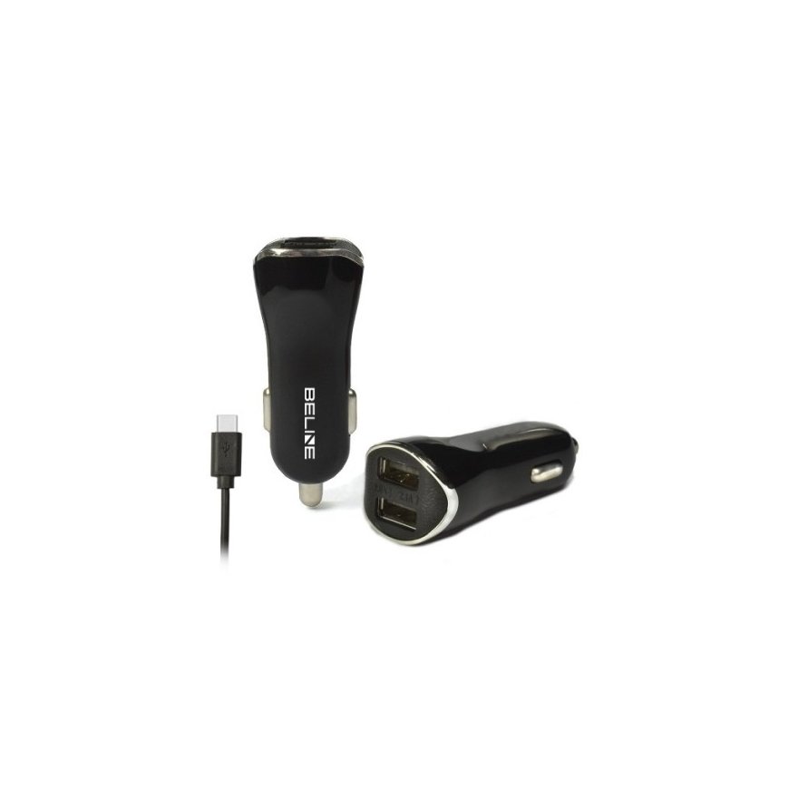Ład. sam. Beline 2xUSB + USB-C 2,1A czarna|black