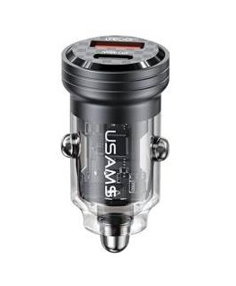 USAMS Ład. sam. C35 USB+USB-C 45W Fast Charge czarny|black CC175