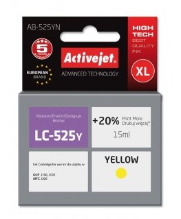 Activejet AB-525YN mustekasetti 1 kpl Yhteensopiva Korkea (XL) värintuotto Keltainen