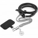 Guess Crossbody Strap PU 4G Chain with Charm Silver|Black