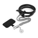 Guess Crossbody Strap PU 4G Chain with Charm Silver|Black