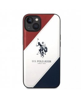 U.S. Polo PU Leather Double Horse Case for iPhone 14 Plus Red|Wh