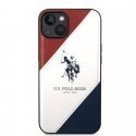 U.S. Polo PU Leather Double Horse Case for iPhone 14 Plus Red|Wh
