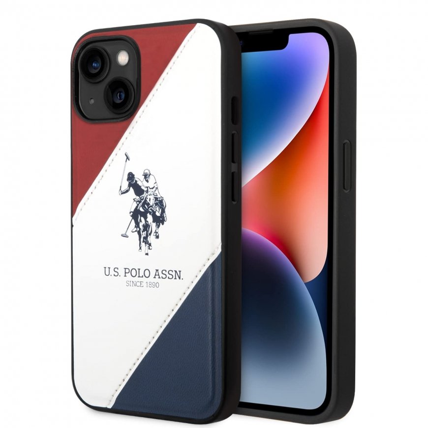 U.S. Polo PU Leather Double Horse Case for iPhone 14 Plus Red|Wh – 2