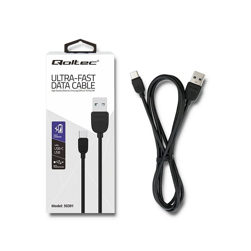 Qoltec 50391 USB-kaabel 1,2 m USB 2.0 USB A USB C Must – 3