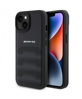 AMG Leather Debossed Lines Back Case for Apple iPhone 15 Plus