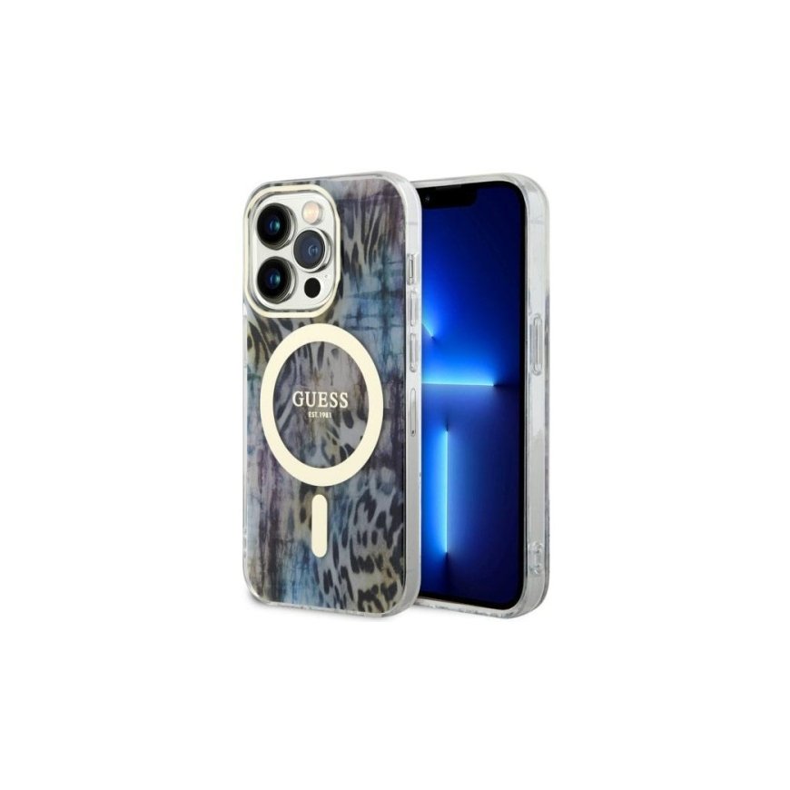 Guess GUHMP14LHLEOPWB iPhone 14 Pro 6.1" niebieski|blue hardcase