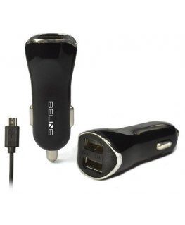 Car charger 2xUSB + microUSB 2.1A black