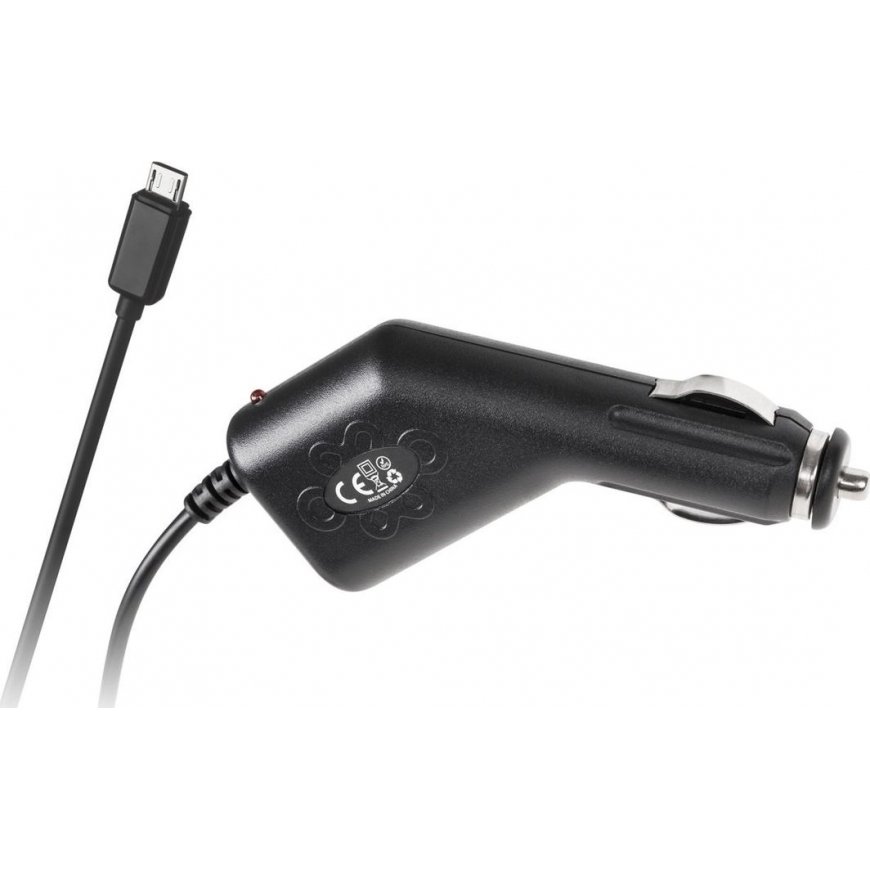 Car charger 2xUSB + microUSB 2.1A black – 2