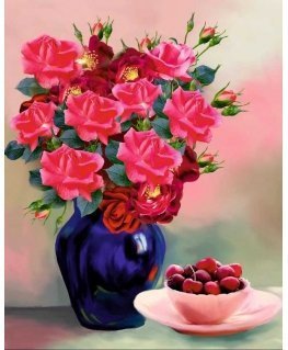 Beldizart Diamond painting with frame "Scarlet bouquet" 40*50 cm DP017