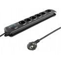 Qoltec 50111 liigpinge kaitsevahend Must 6 vahelduvvoolu kontakt 230 V 1,8 m Qoltec 50111 liigpinge kaitsevahend Must 6 vahelduvvoolu kontakt 230 V 1,8 m