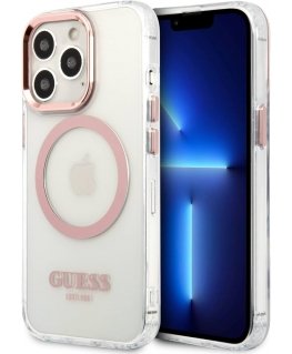 Guess Transparent MagSafe Compatible Case for iPhone 13 Pro Pink