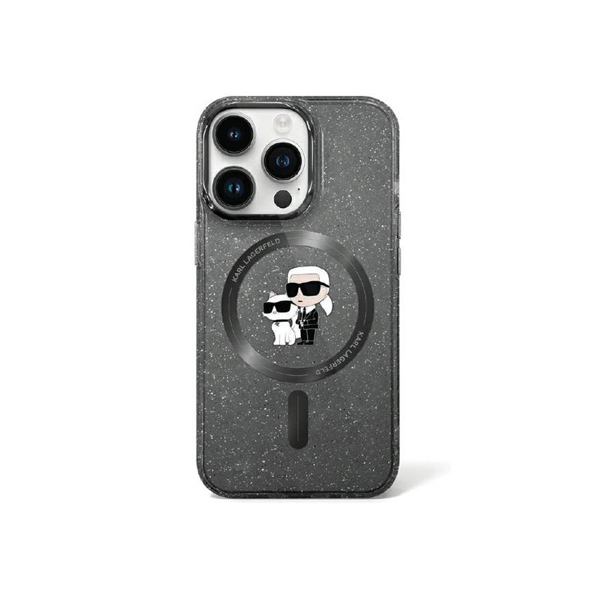 Karl Lagerfeld Karlas Lagerfeldas KLHMN61HGKCNOK iPhone 11 / Xr 6.1" juodas/juodas kietas dėklas Karl&Choupette Glitter MagSafe