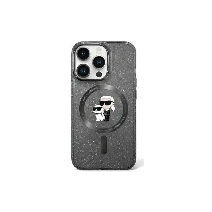 Karl Lagerfeld Karlas Lagerfeldas KLHMN61HGKCNOK iPhone 11 / Xr 6.1" juodas/juodas kietas dėklas Karl&Choupette Glitter MagSafe – 3