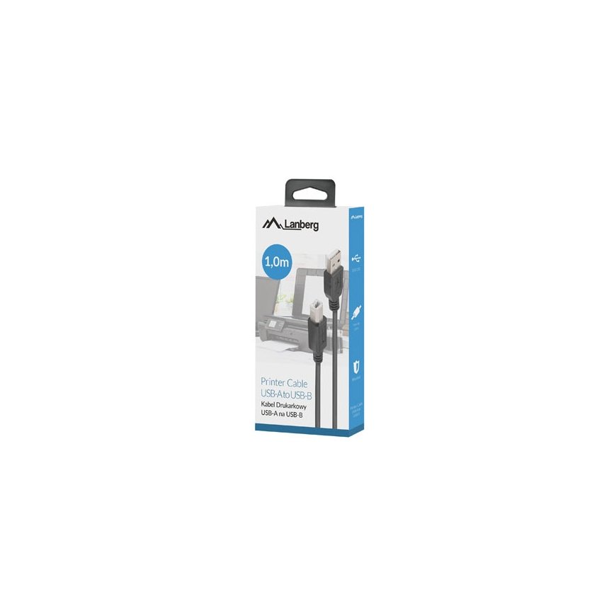 Lanberg CA-USBA-15CU-0010-BK USB-kaapeli 1 m USB 2.0 USB B Musta – 3