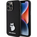 Dėklas Karl Lagerfeld Silicone Choupette Metal Pin case for iPhone 15 Pro - juodas