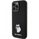 Dėklas Karl Lagerfeld Silicone Choupette Metal Pin case for iPhone 15 Pro - juodas
