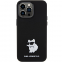 Case Karl Lagerfeld Silicone Choupette Metal Pin case for iPhone 15 Pro - black