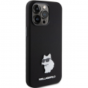 Case Karl Lagerfeld Silicone Choupette Metal Pin case for iPhone 15 Pro - black